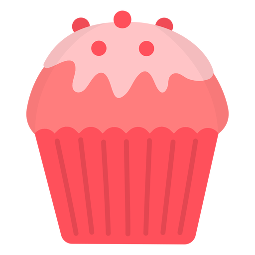 Cupcake glaseado con cobertura de caramelo plano Diseño PNG