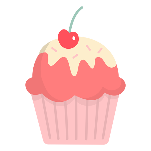Cobertura de cereja de cobertura de cupcake plana Desenho PNG