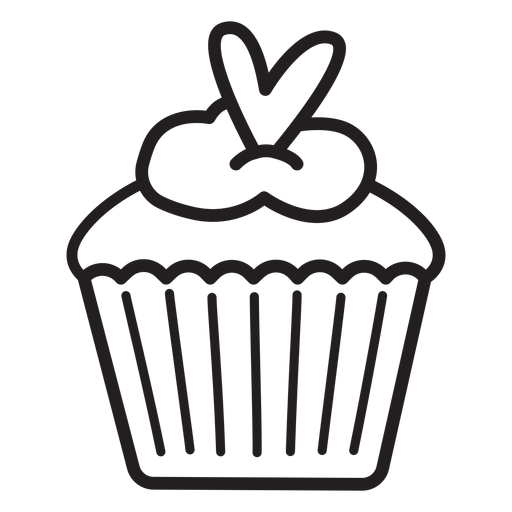 Cupcake heart shaped topping stroke PNG Design