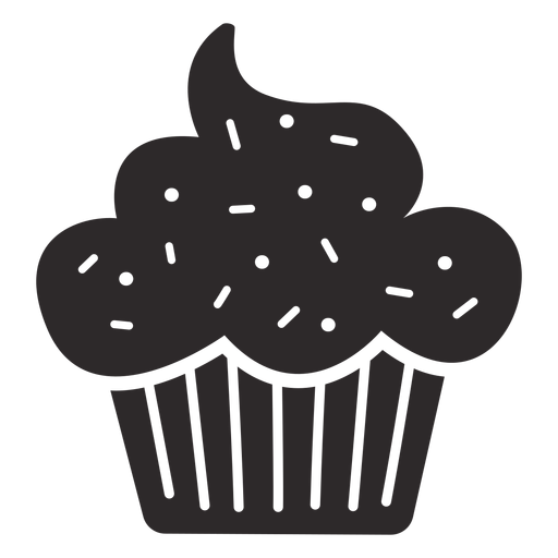 Cupcake sprinkles topping black PNG Design