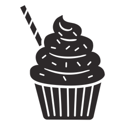Cupcake polvilhado com canudo de cobertura Desenho PNG