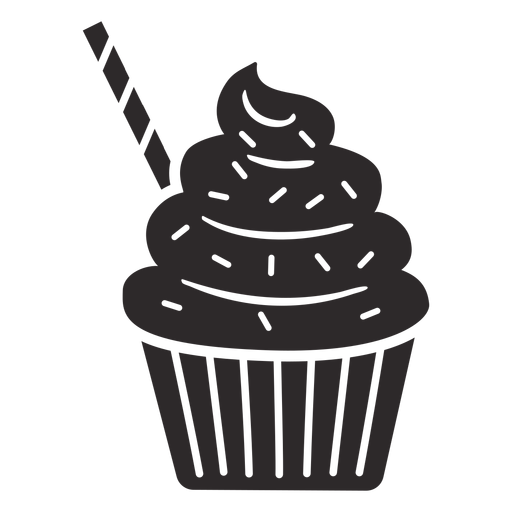 Cupcake polvilhado com canudo de cobertura
