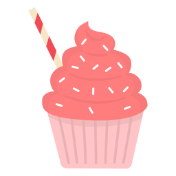 Cupcake Streusel wirbeln über Stroh flach PNG-Design