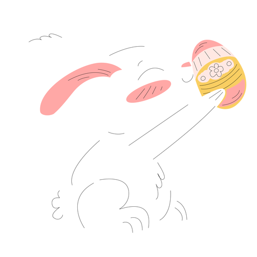Ilustração de coelho fofo páscoa segurando ovo Desenho PNG