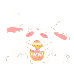 Cute rabbits easter tugging illustration PNG Design