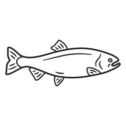 Trazo de pescado Doodle Diseño PNG