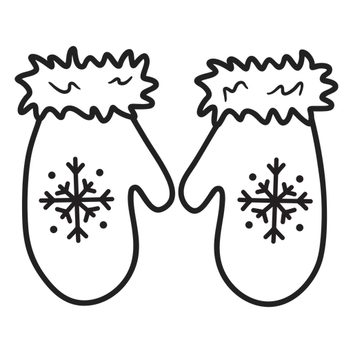 Eskimo doodle gloves stroke PNG Design