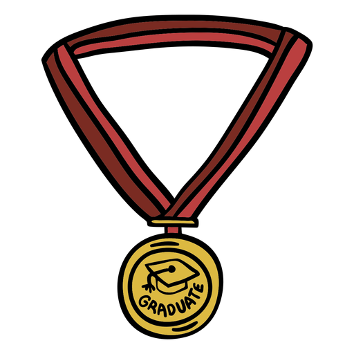 Medalla de graduación dibujada a mano Diseño PNG