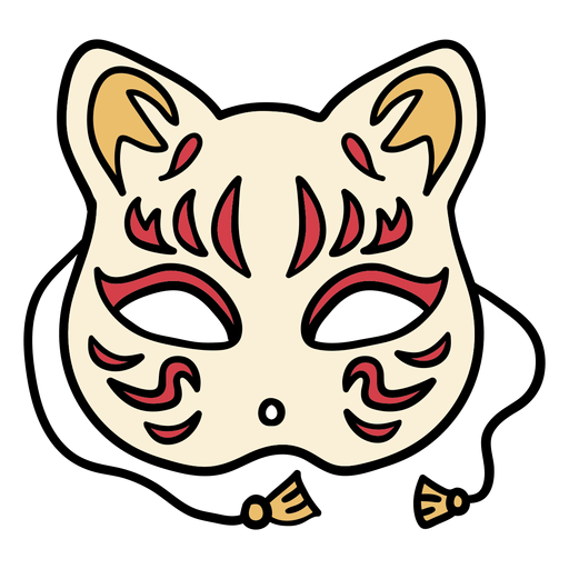 Dibujado a mano máscara de gato de japón Diseño PNG