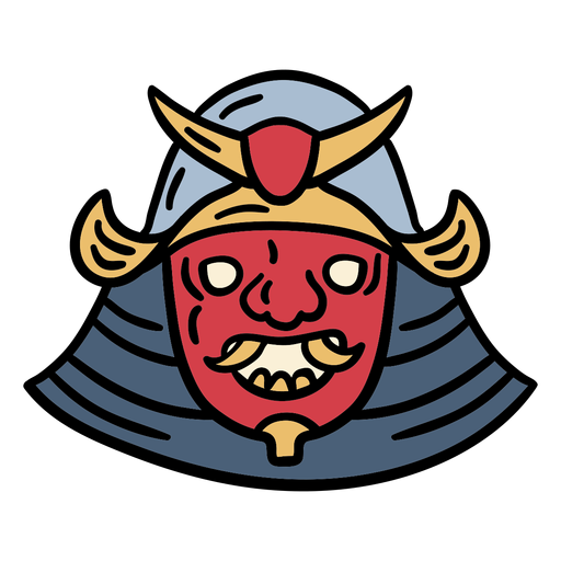 Japan samurai mask hand drawn