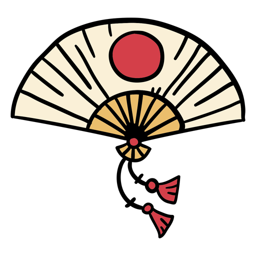 Japan sensu folding fan hand drawn PNG Design