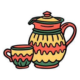 Dibujado a mano taza de tetera Diseño PNG