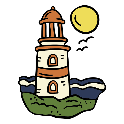 Lighthouse moon hand drawn PNG Design
