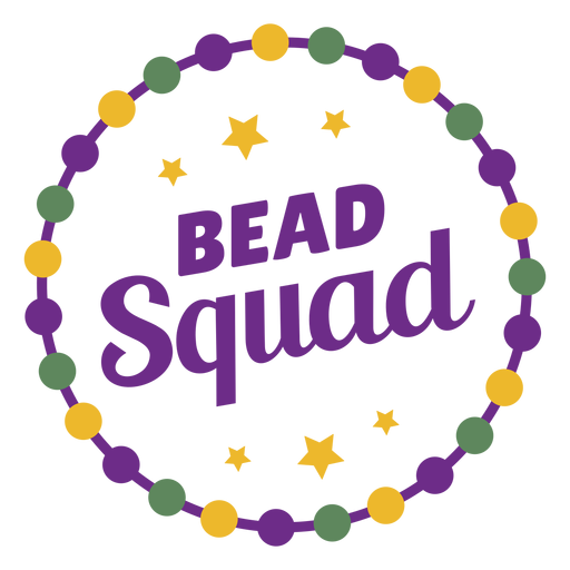 Mardigras bead squad color lettering
