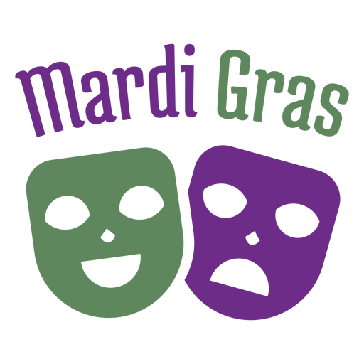 Mardigras feliz triste máscaras color letras Diseño PNG