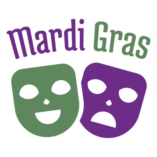 Mardigras happy sad masks color lettering