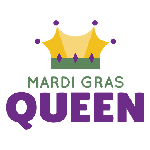 Mardigras queen crown color lettering PNG Design