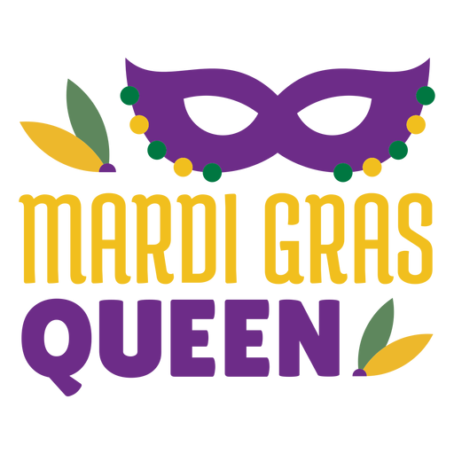 Mardigras Königin Maske Farbbeschriftung PNG-Design