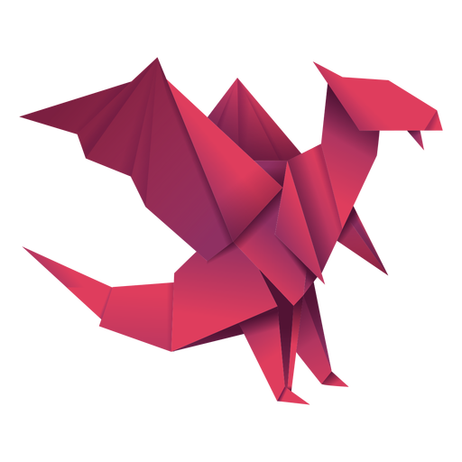 Rote Illustration des Origami-Drachen PNG-Design