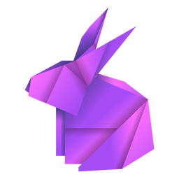 Ilustração de origami coelho roxo Desenho PNG