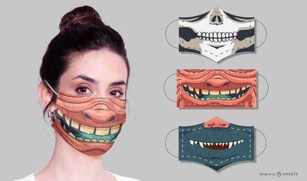 Conjunto de diseño de máscaras monstruosas Conjunto de diseño de máscaras monstruosas
