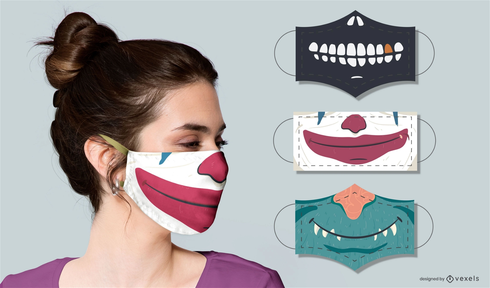 conjunto de design de máscara facial de criaturas