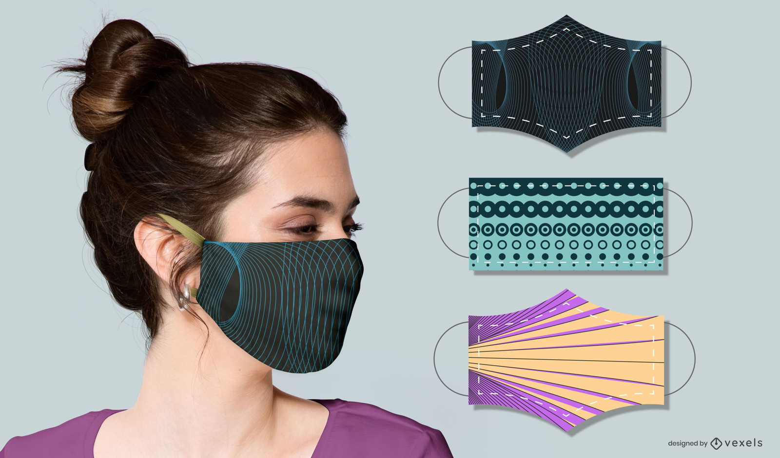 abstract face mask design set