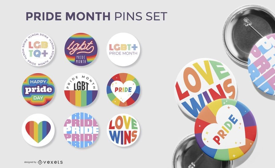 Pride Month Pins Collection Vector Download 