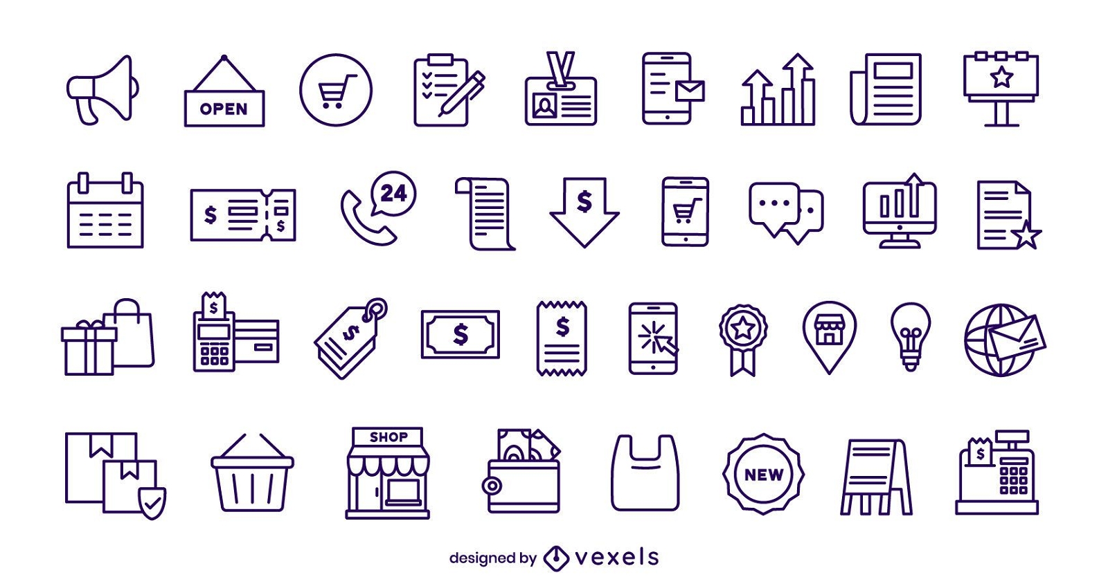 Business and Commerce Stroke Icon Set