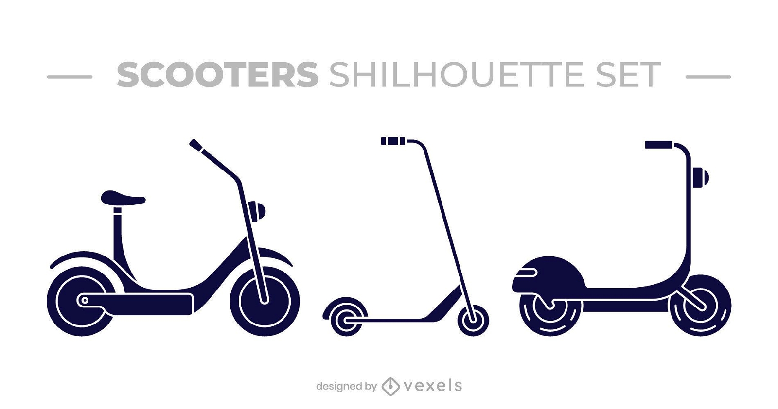 Conjunto de design de silhueta de scooter