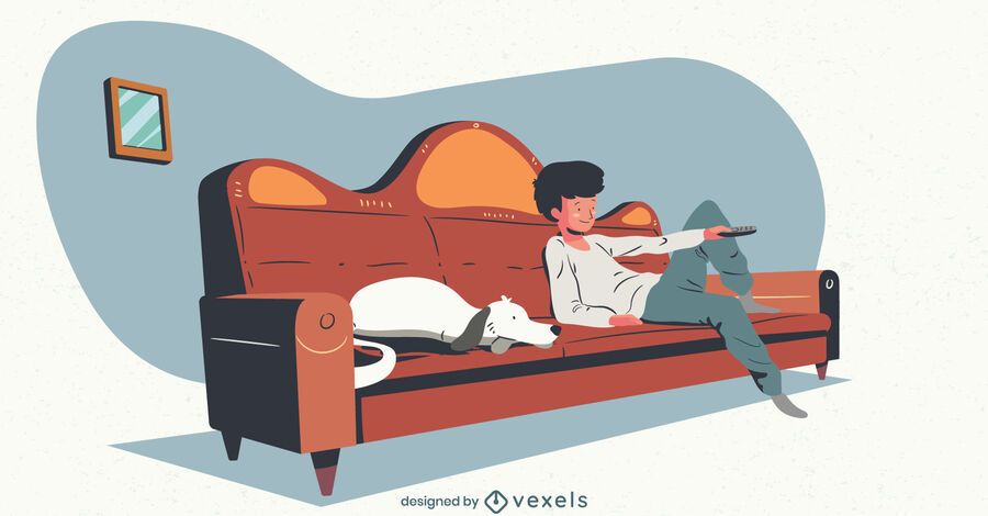 Guy with dog television illustration Guy with dog television illustration
