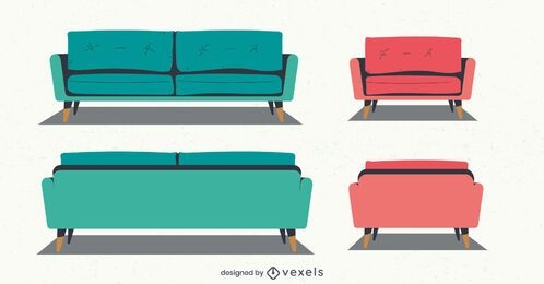 conjunto de ilustración de silla de sofá