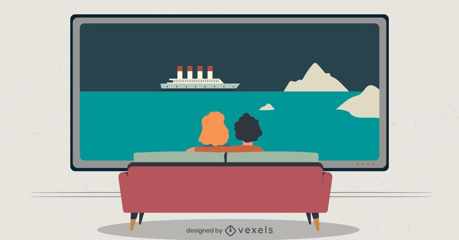 couple watching tv illustration couple watching tv illustration