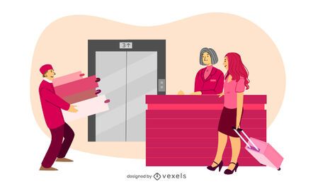 ilustración de portero de recepción de hotel
