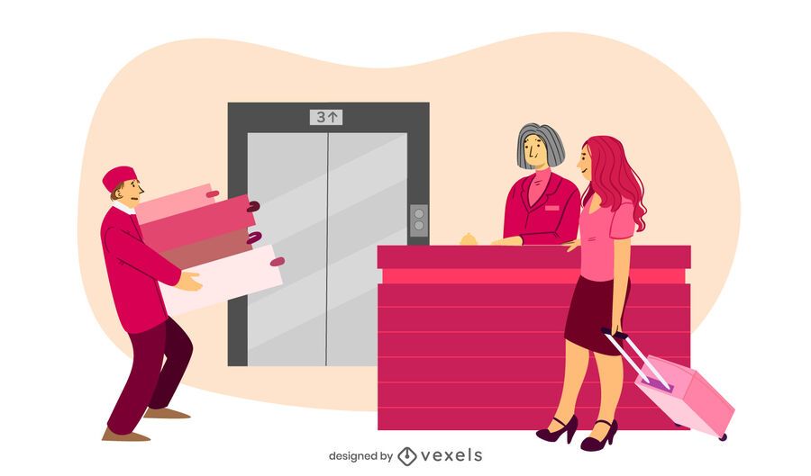 hotel reception porter illustration hotel reception porter illustration