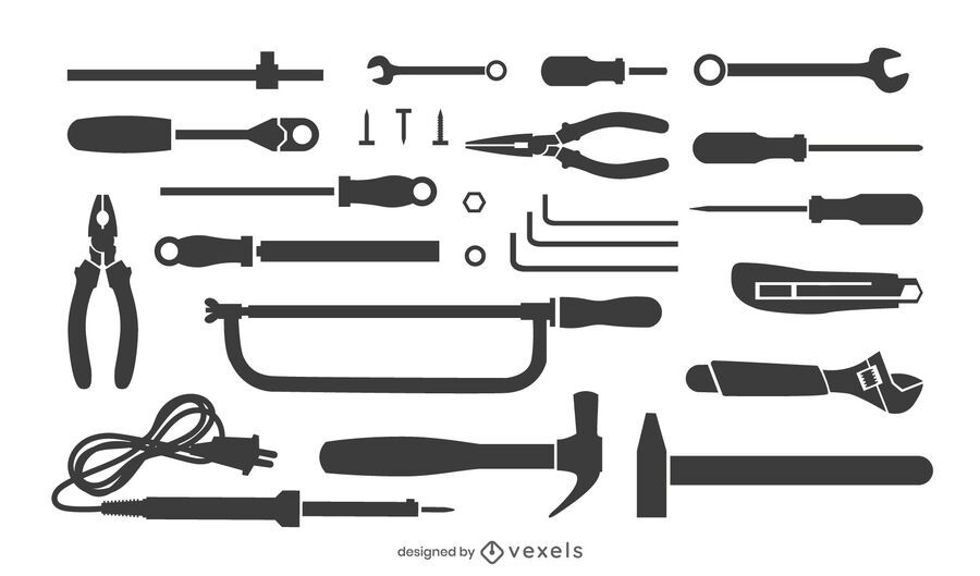 tools silhouette set tools silhouette set