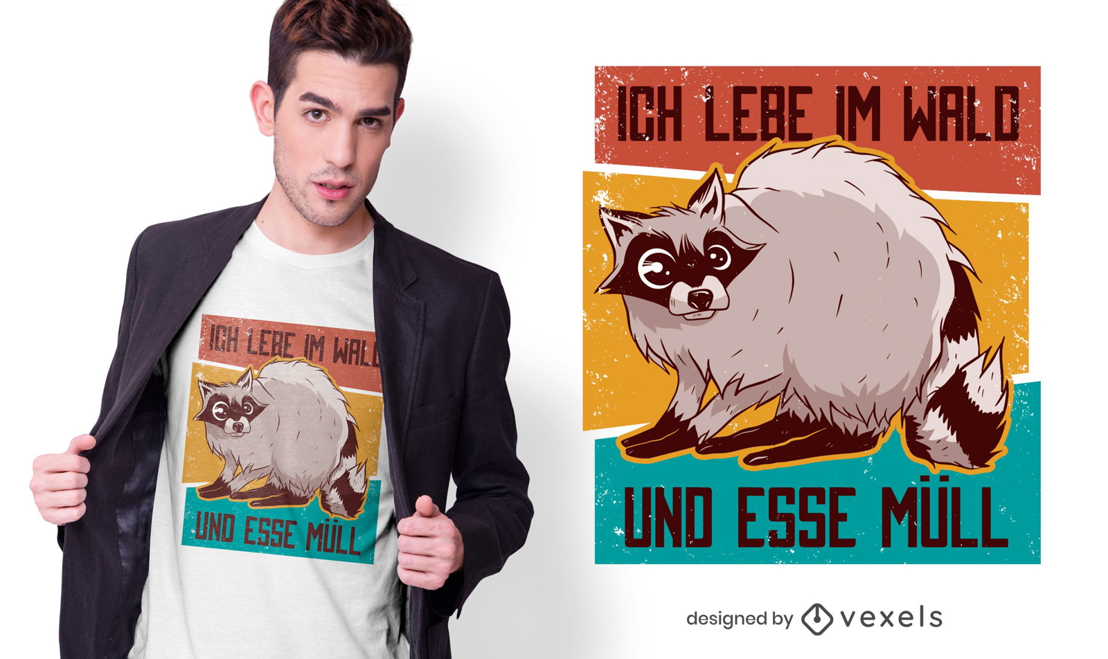 Diseño de camiseta con cita alemana de mapache
