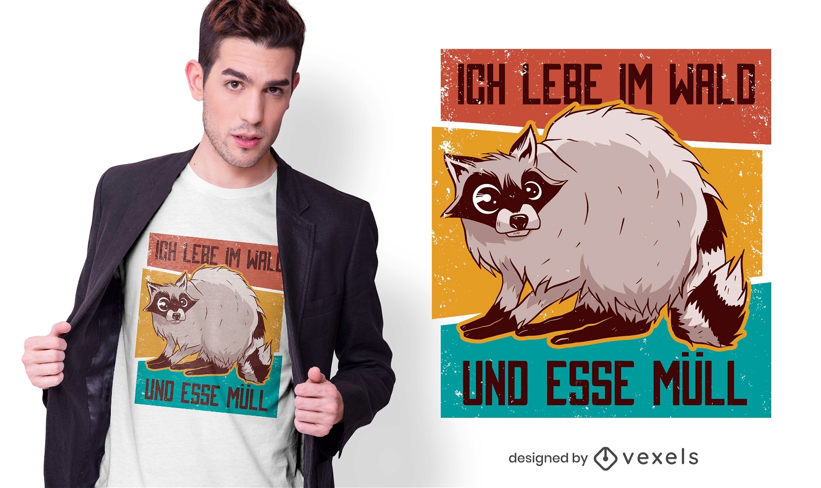 Vintage Raccoon German Quote T-shirt Design