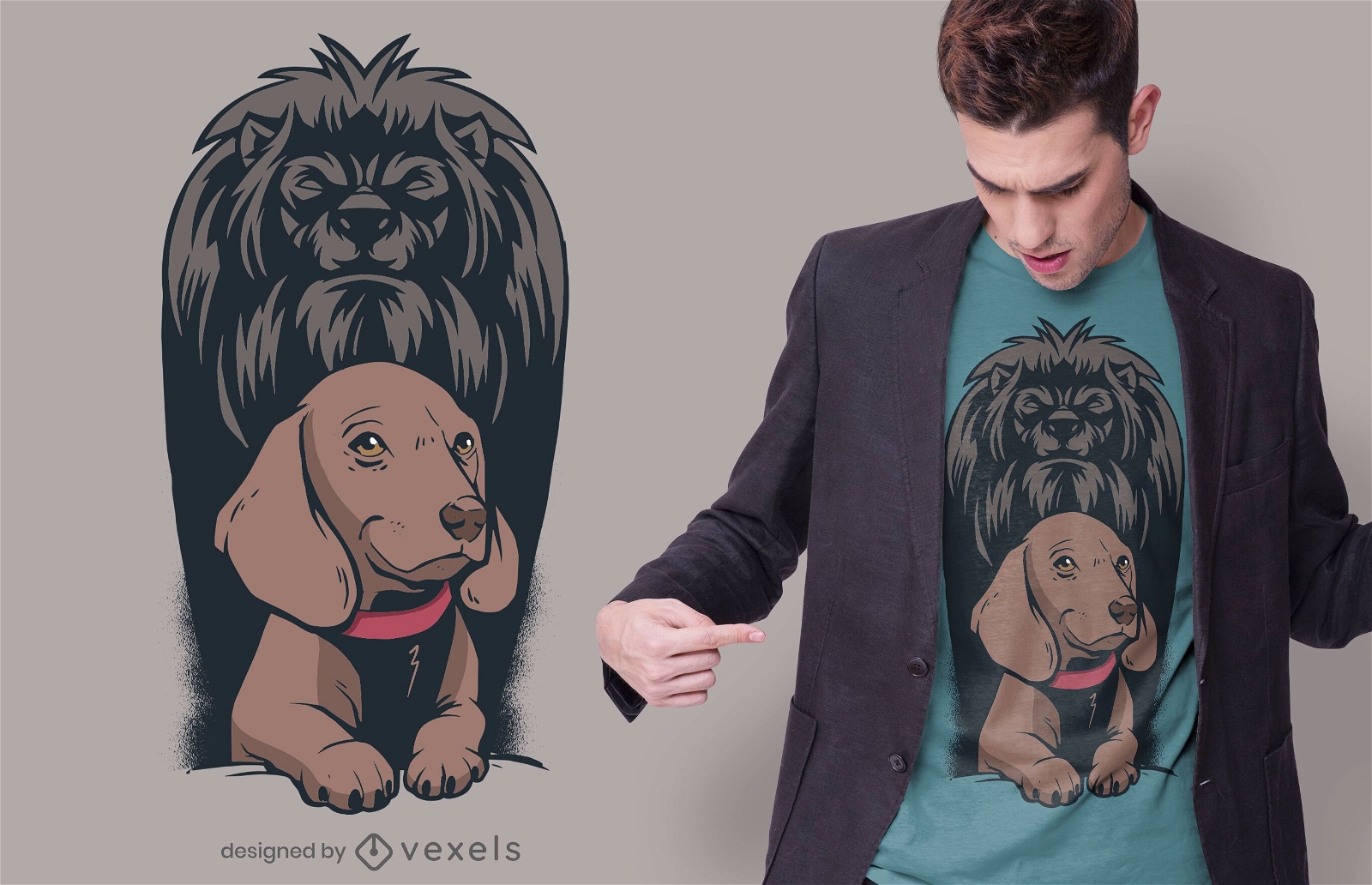 Dog Lion Shadow T-shirt Design