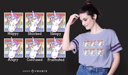 Unicorn Moods T-Shirt Design