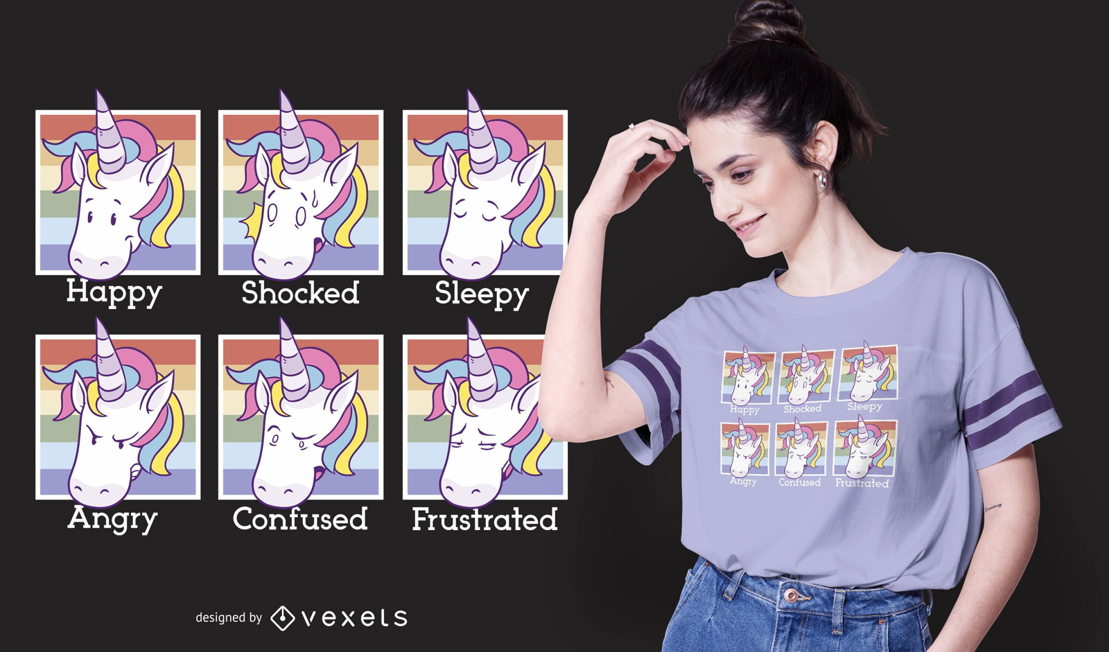 Dise?o de camiseta Unicorn Moods