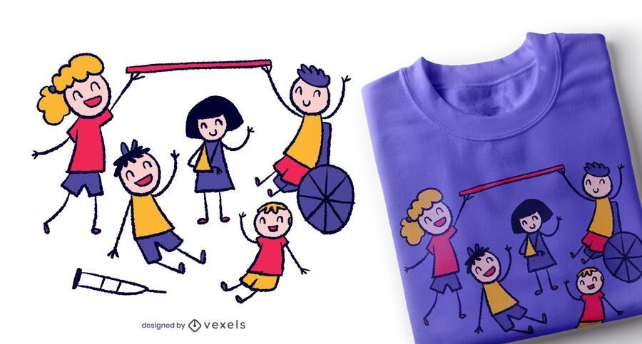 Kids Together Doodle T-shirt Design Kids Together Doodle T-shirt Design