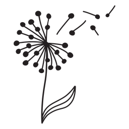 Brotes de diente de león solo golpe de vuelo grueso Diseño PNG