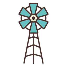 Ícone de traço de cor de moinho de vento de fazenda