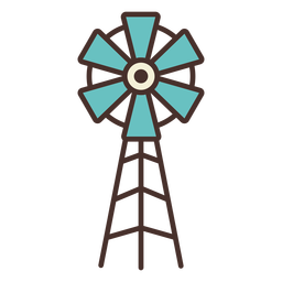 Icono de trazo de color de molino de viento de granja Diseño PNG