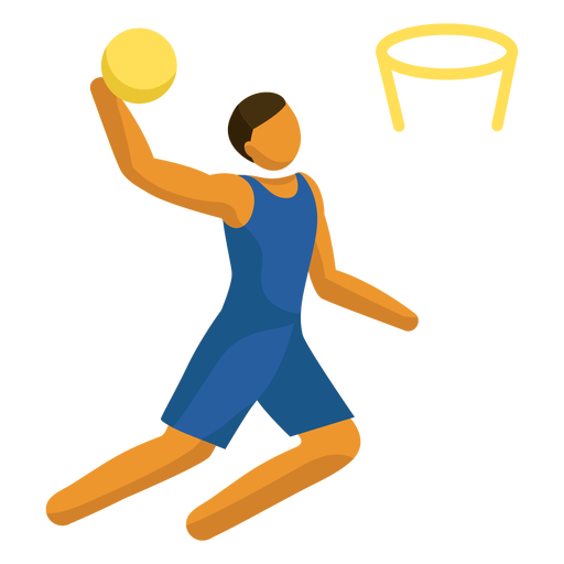 Mann spielt Basketball flach PNG-Design