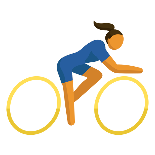 Mulher esporte pictograma andar de bicicleta plana