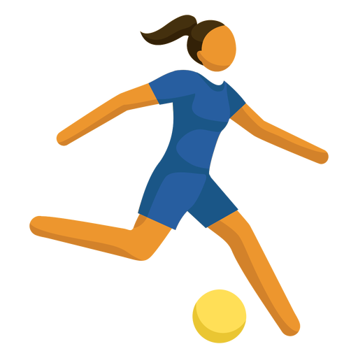 Frau spielt Fußball flach PNG-Design