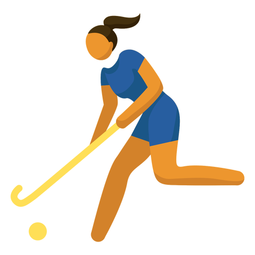 Mujer jugando hockey plano Diseño PNG
