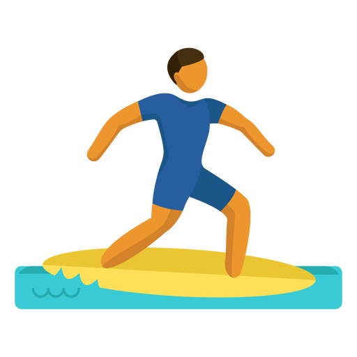 Persona mar surf plana Diseño PNG